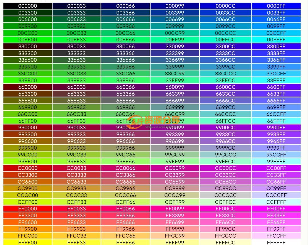 html5基础教程:html中的颜色代码-五行资源分享网-第2张图片